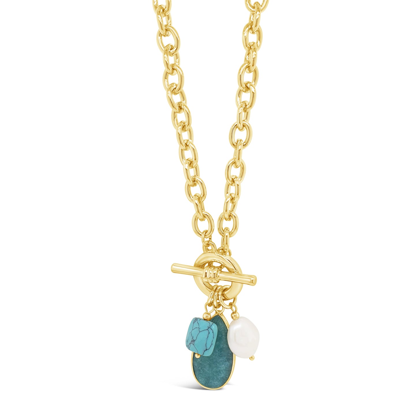 Absolute Jewellery Turquoise T-Bar Gold Necklace in ireland