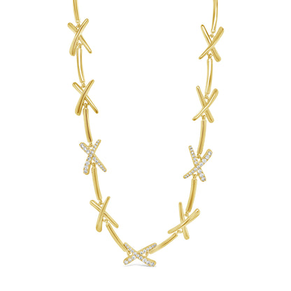 Absolute Jewellery X Statement Necklace Gold Finish Eva Victoria Ireland