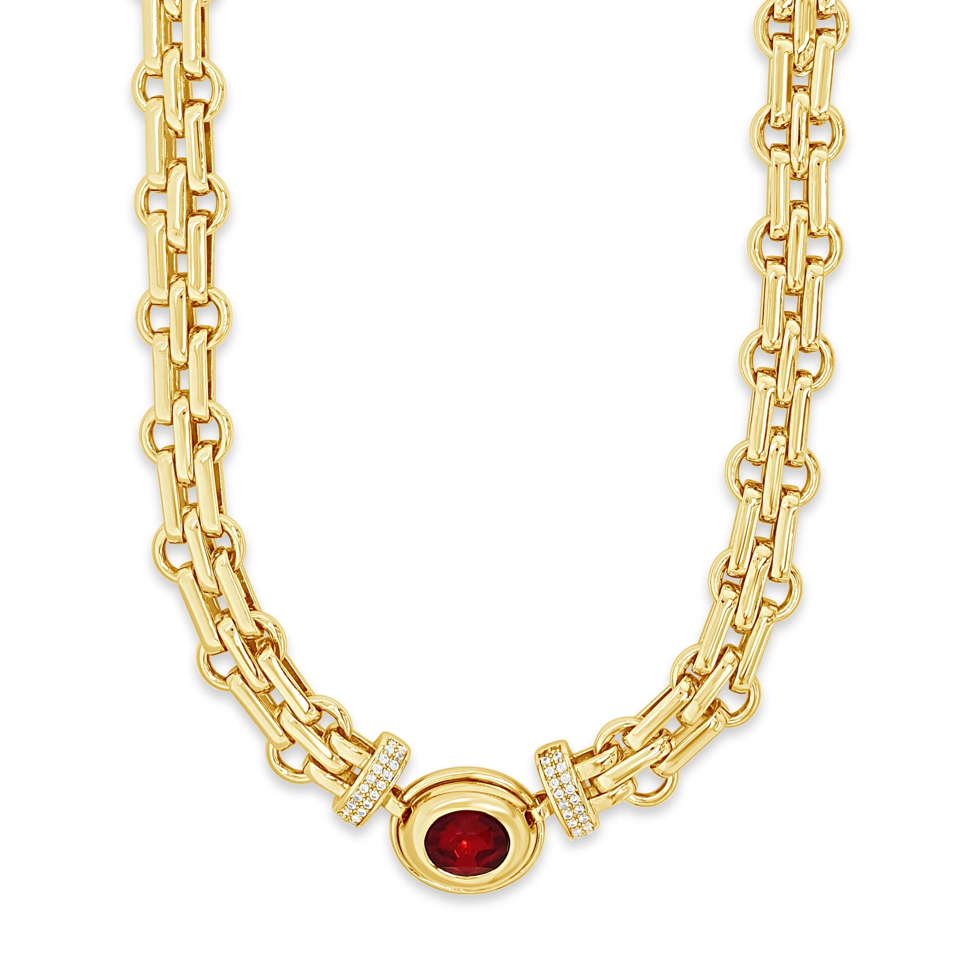 redd ruby chunky gold statement necklace - eva victoria ireland