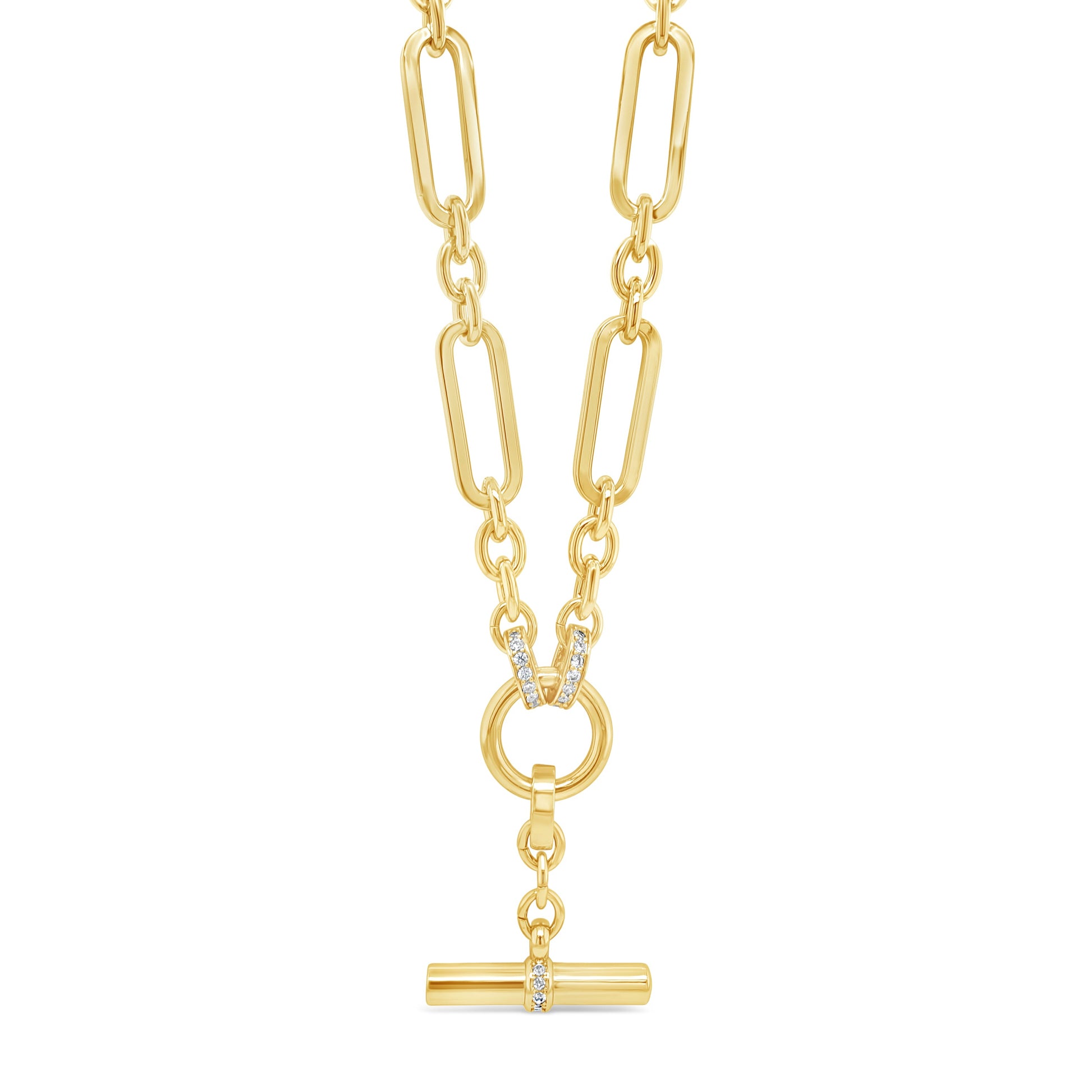 Absolute Jewellery Gold Paperclip T-Bar Necklace - eva victoria ireland