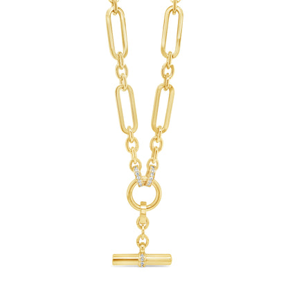 Absolute Jewellery Gold Paperclip T-Bar Necklace - eva victoria ireland