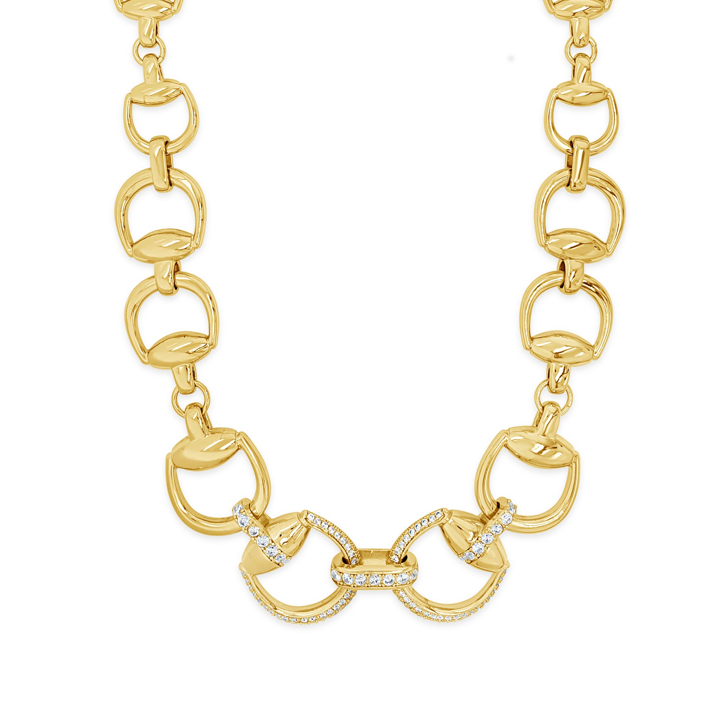 Absolute Jewellery Ireland statement gold necklace- horseshoe links