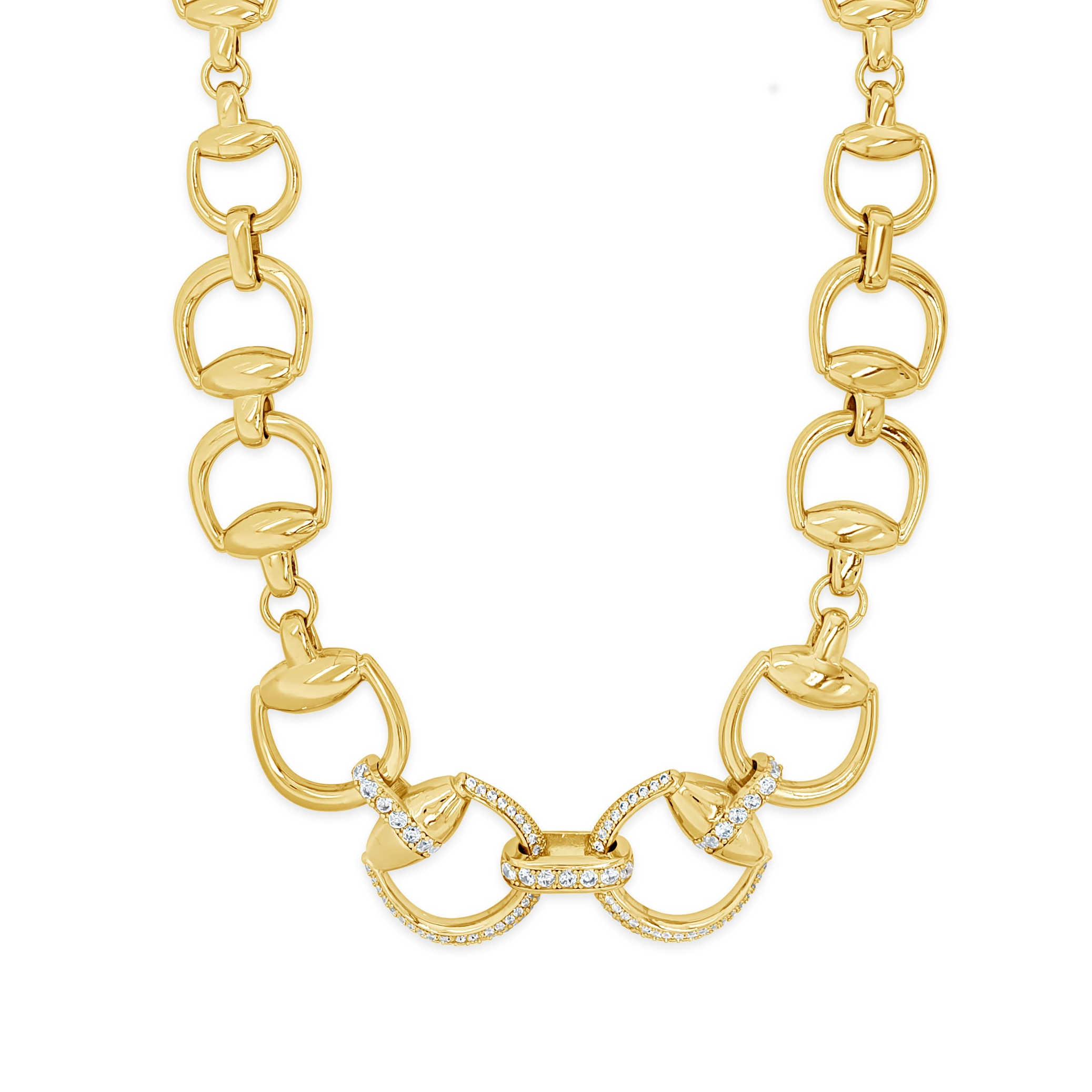 Absolute Jewellery Ireland statement gold necklace- horseshoe links