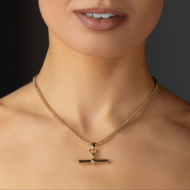 gold simple t-bar necklac - eva victoria ireland