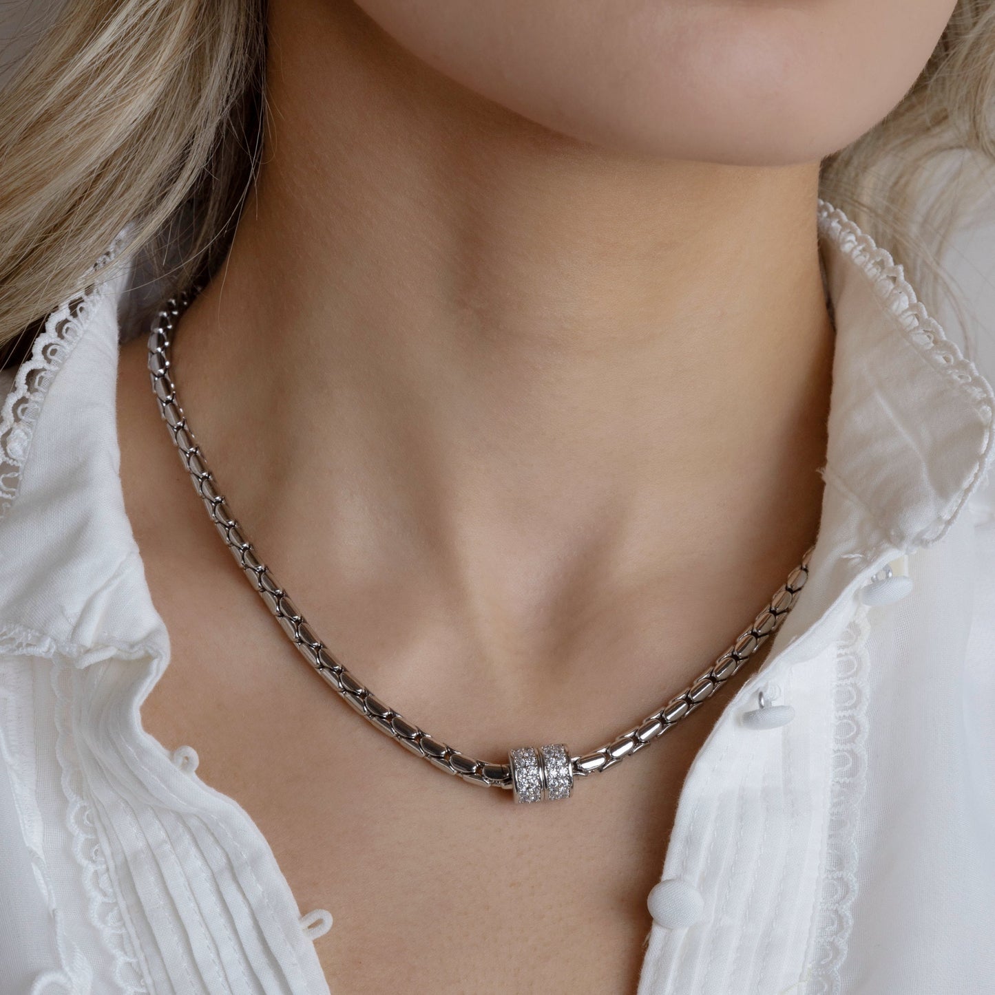 Absolute Jewellery Magnetic Clasp Link Necklace – Gold & Silver