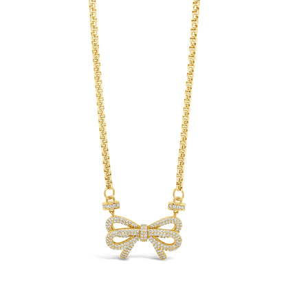 Absolute Jewellery Sparkling Gold Bow Statement Necklace 40cm