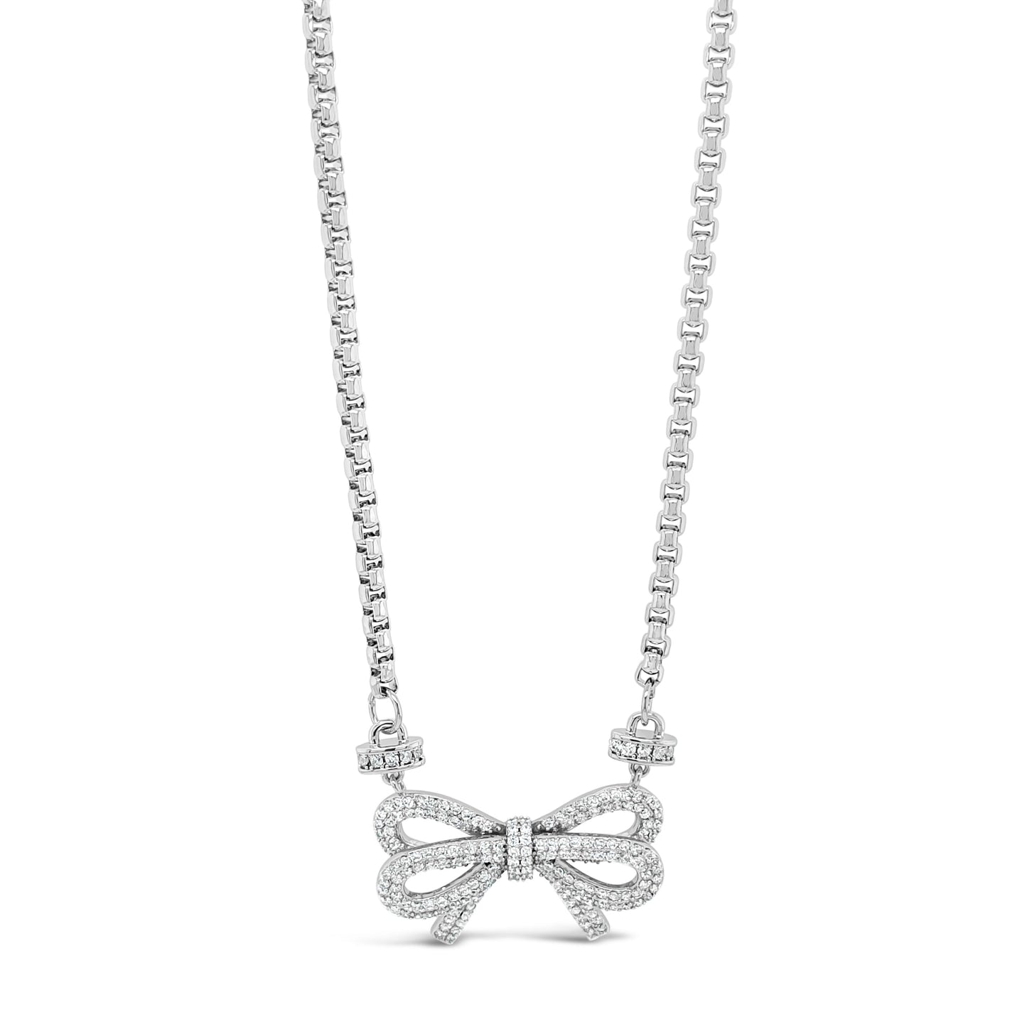 silver statement bow necklace on chunky chain - eva victoria ireland
