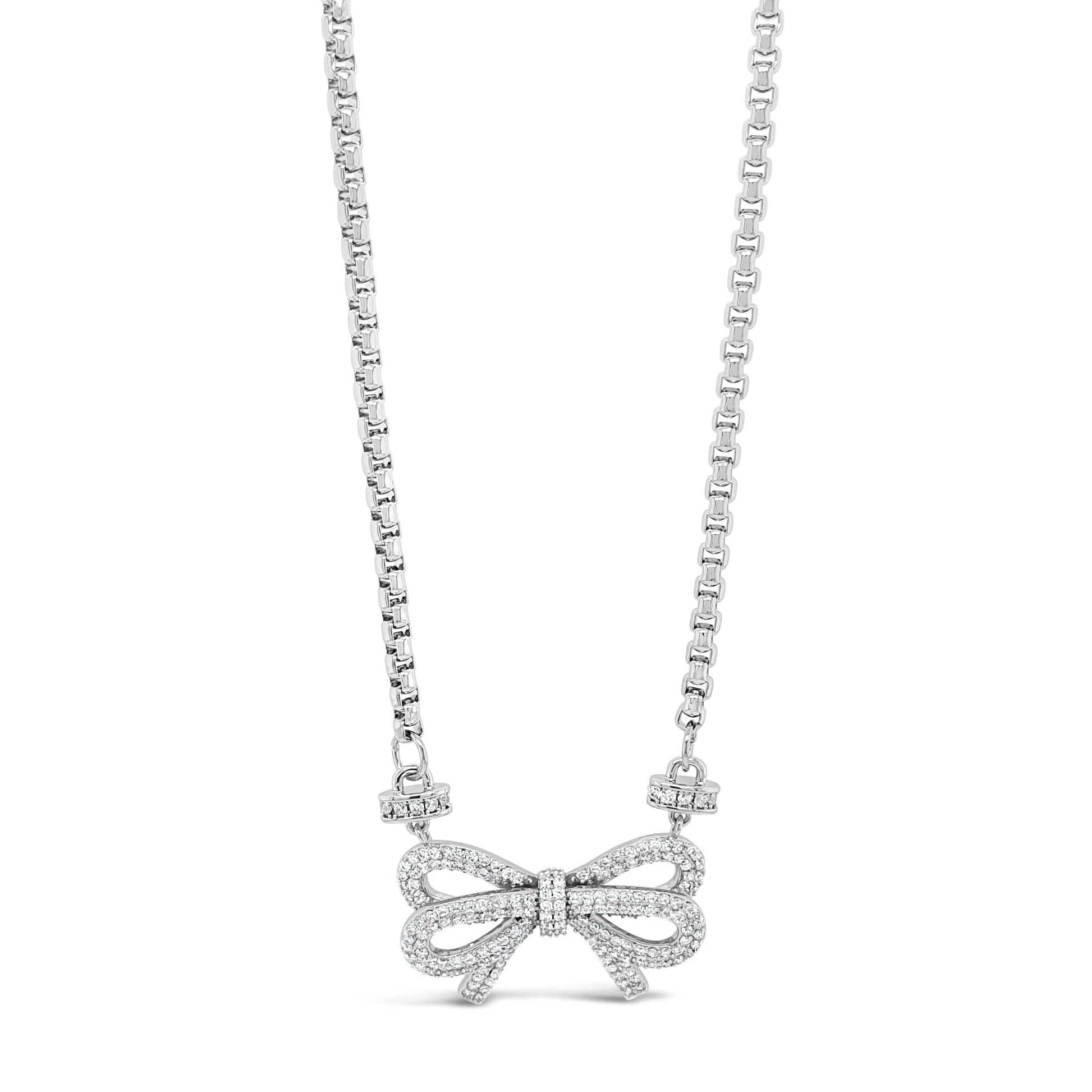 silver statement bow necklace on chunky chain - eva victoria ireland
