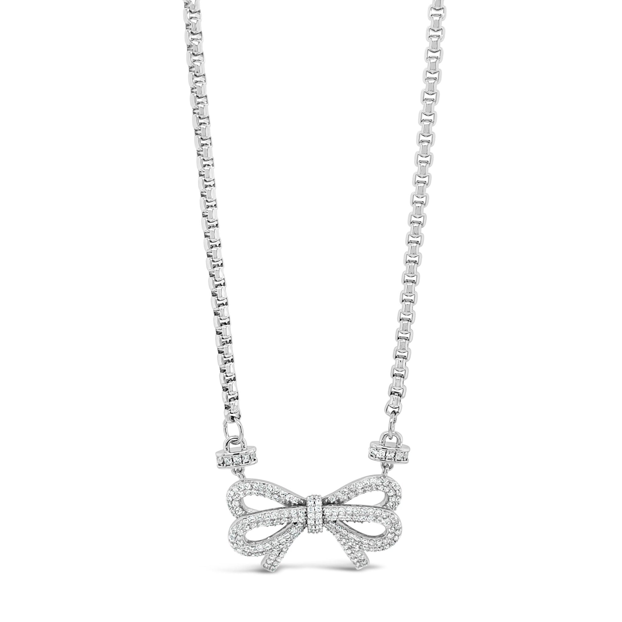 silver statement bow necklace on chunky chain - eva victoria ireland
