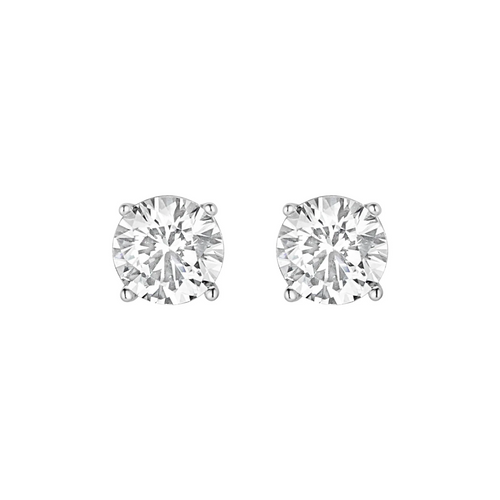 Solitaire Sterling Silver Stud Earrings