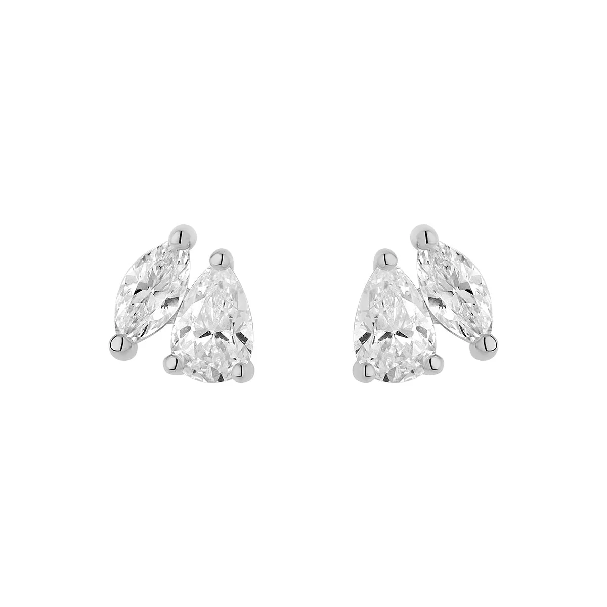 Sterling Silver CZ Amante Pear & Marquise Stud Earrings 8mm