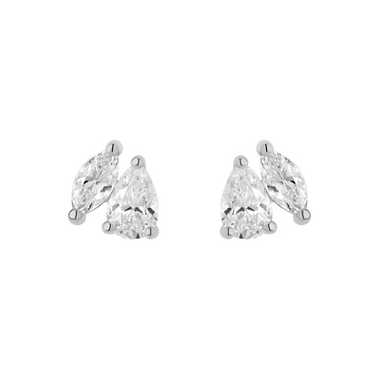 Sterling Silver CZ Amante Pear & Marquise Stud Earrings 8mm