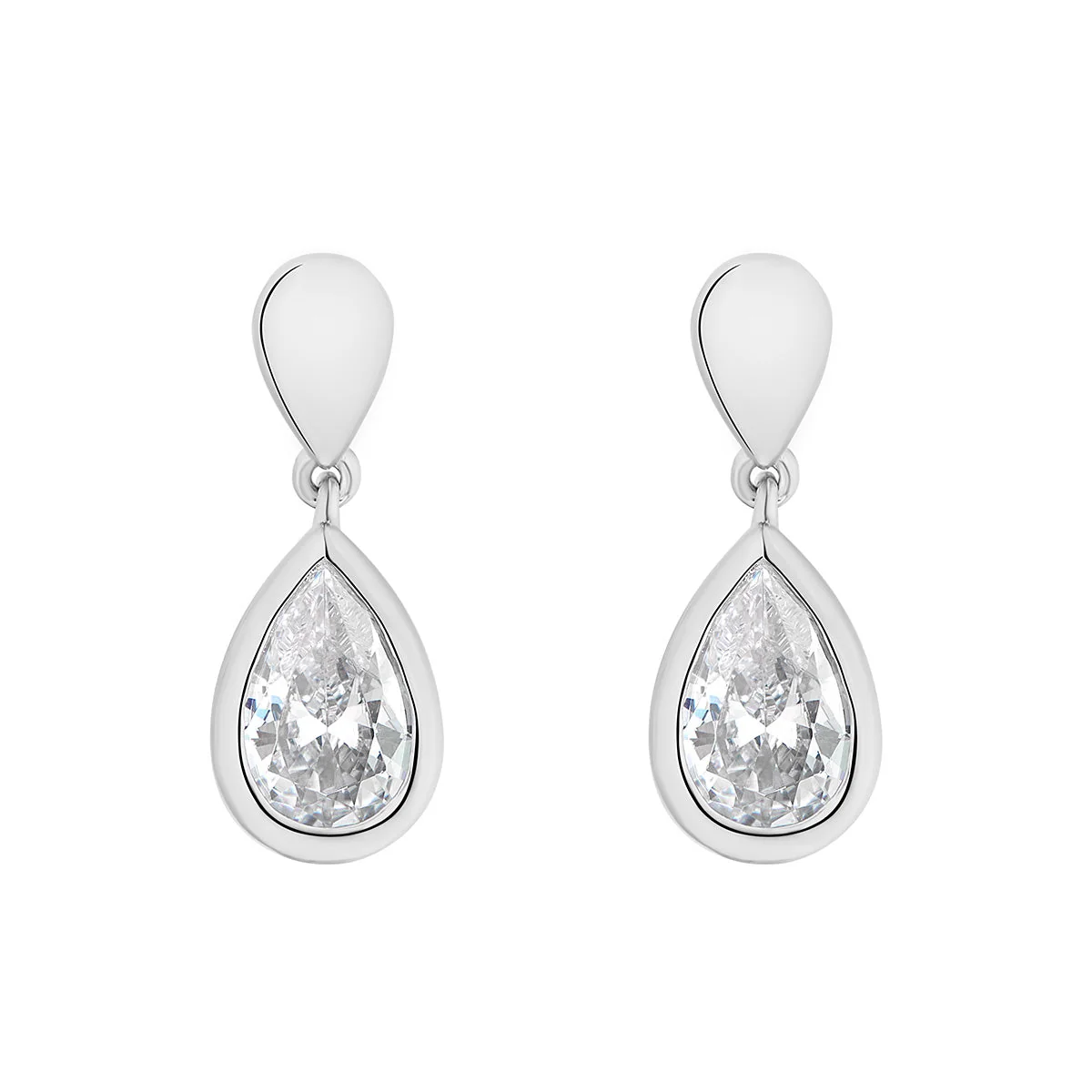 Sterling Silver CZ Teardrop Drop Earrings 18mm in ireland