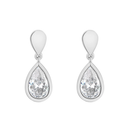 Sterling Silver CZ Teardrop Drop Earrings 18mm in ireland