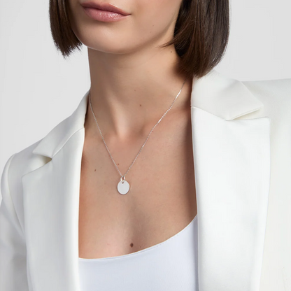 Sterling Silver Engravable Disc Pendant 15mm