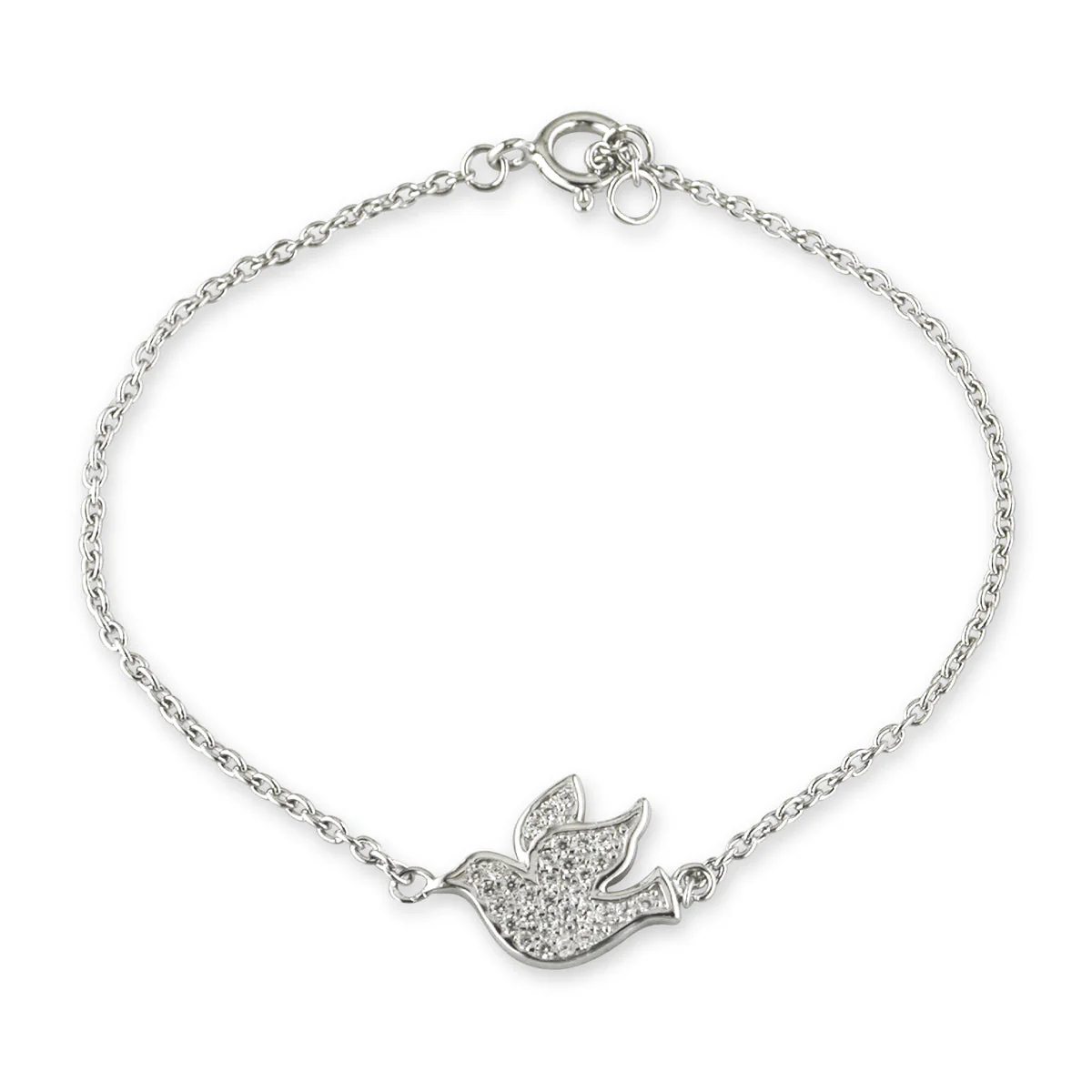 Sterling Silver Cz Dove Bracelet