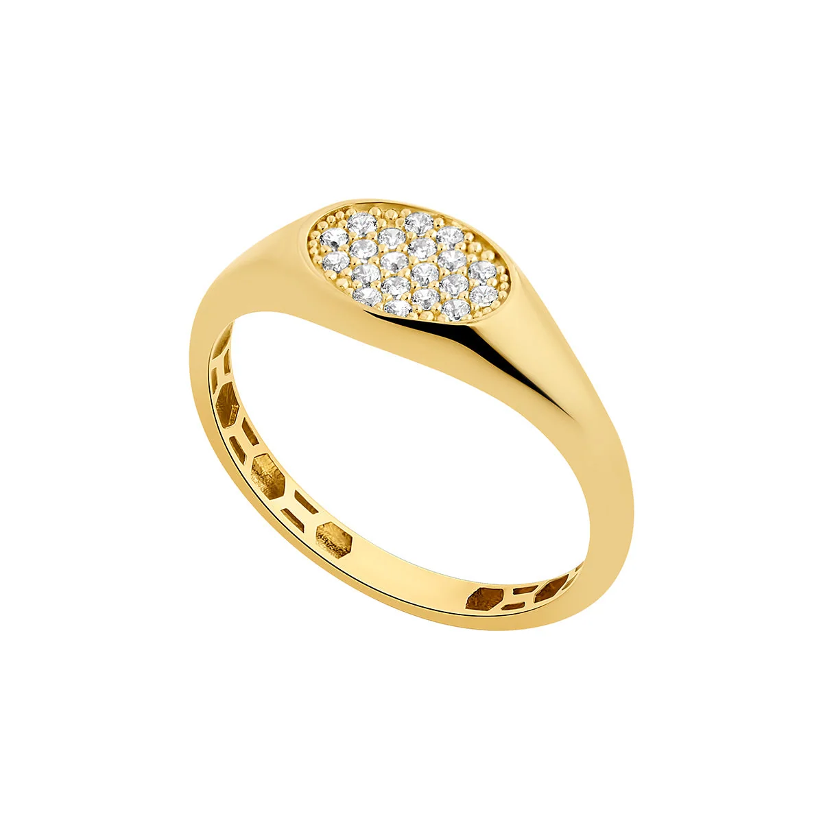 9ct Yellow Gold CZ Oval Signet Ring eva victoria ireland
