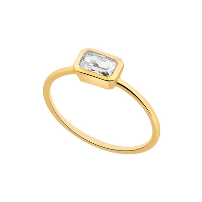 9ct Yellow Gold CZ Emerald Cut Ring