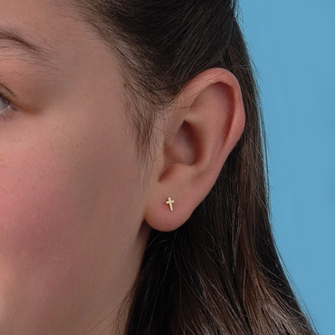 9ct Gold Cross Stud Earrings 5mm