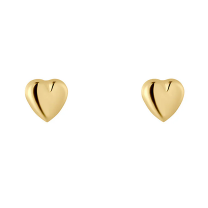 9ct yellow gold heart simple heart studs for children - eva victoria ireland
