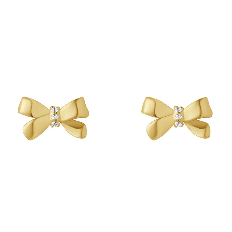 Gold bow stud earrings for kids - eva victoria ireland
