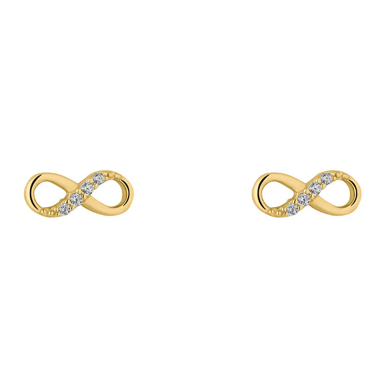 9ct Gold CZ Infinity Stud Earrings for women