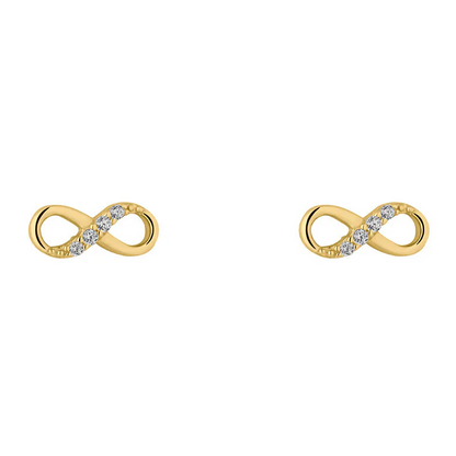 9ct Gold CZ Infinity Stud Earrings for women