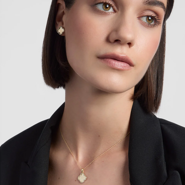 9ct Yellow Gold 12mm CZ Clover Stud Earrings