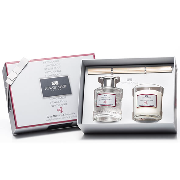 Newgrange Living Sweet Mandarin and Grapefruit luxury scented candle and diffuser gift set in ireland