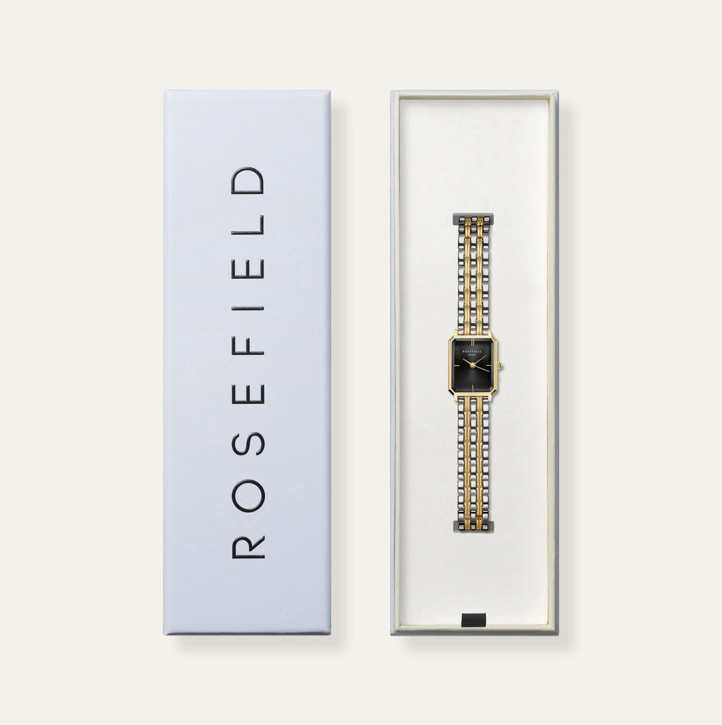 Rosefield Octagon Duotone Gold & Silver Watch - Black