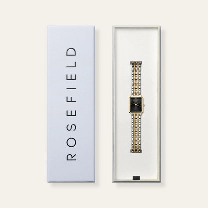 Rosefield Octagon Duotone Gold & Silver Watch - Black