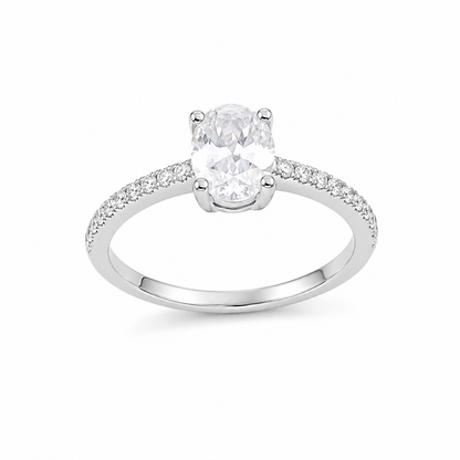 Oval Solitaire Sterling Silver Ring