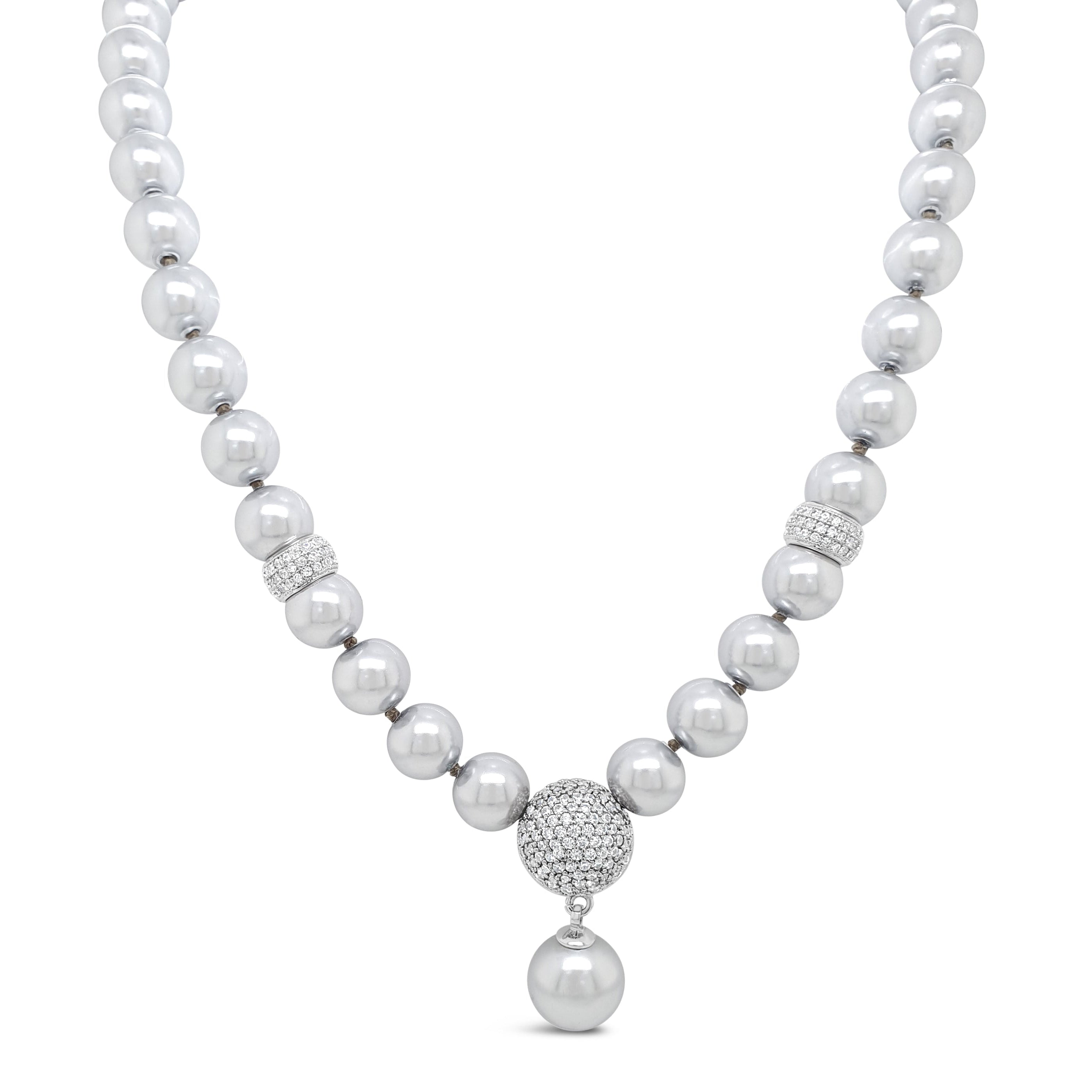 grey gray pearl necklace with pendant - eva victoria ireland