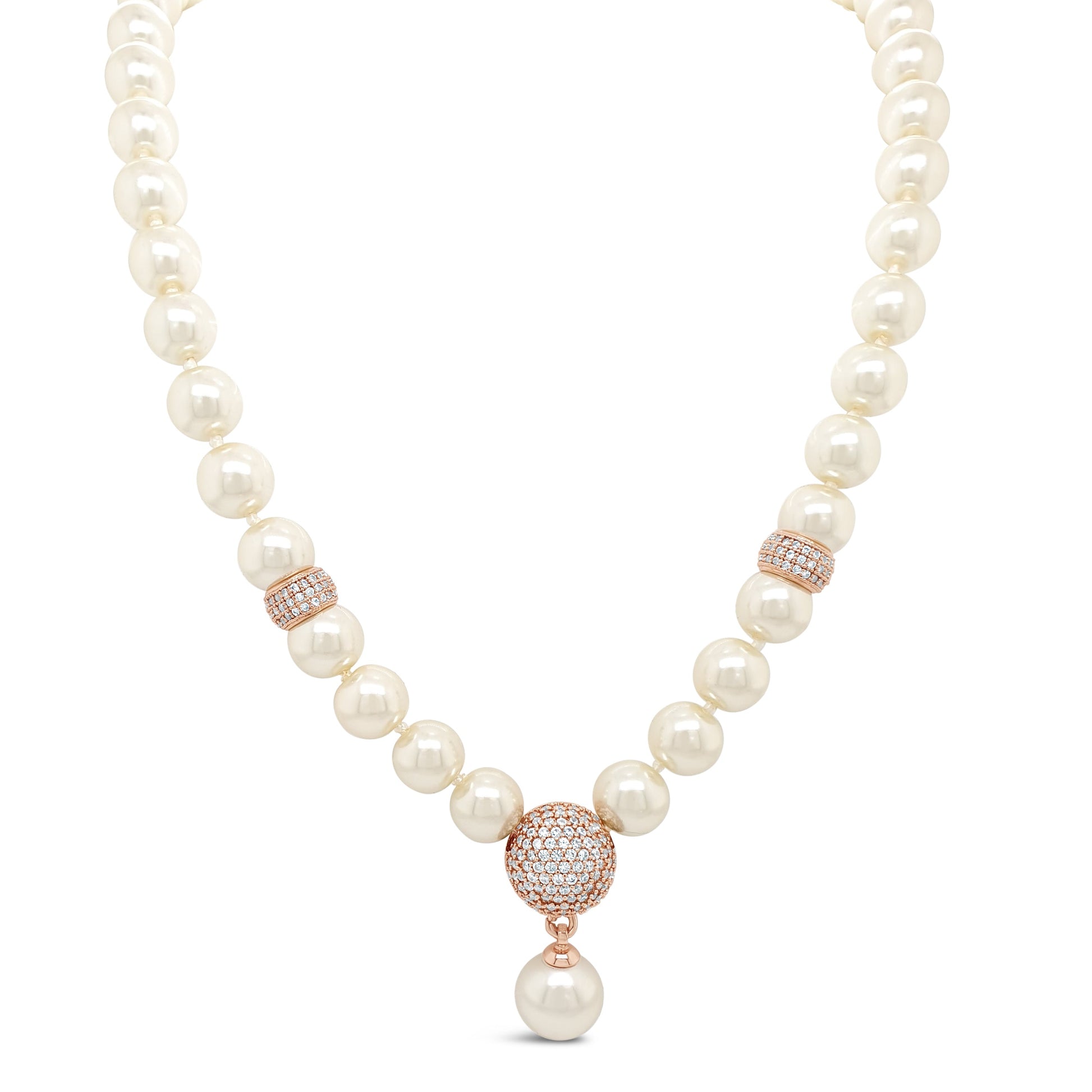 rose gold cream pearl statement necklace - eva victoria ireland