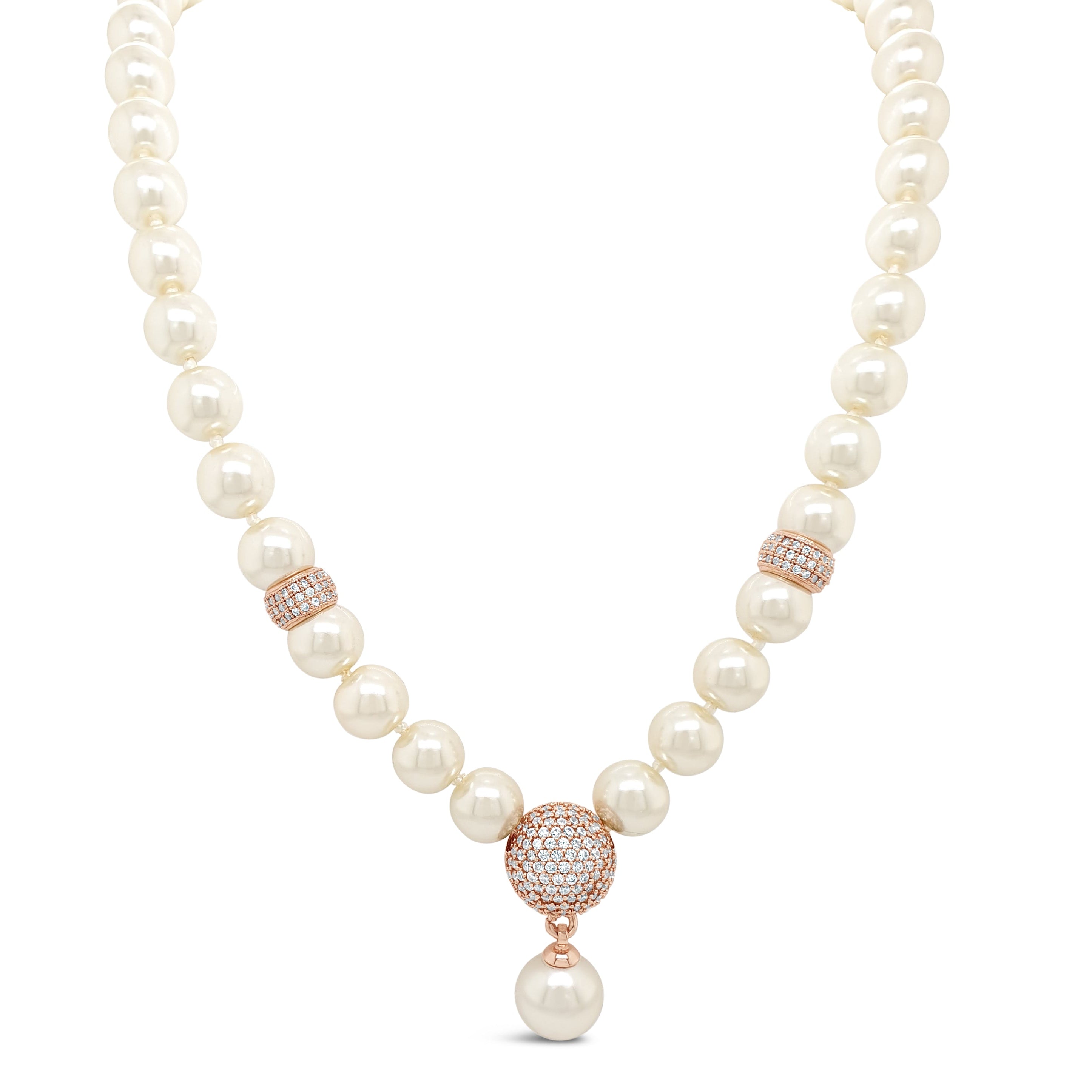 rose gold cream pearl statement necklace - eva victoria ireland