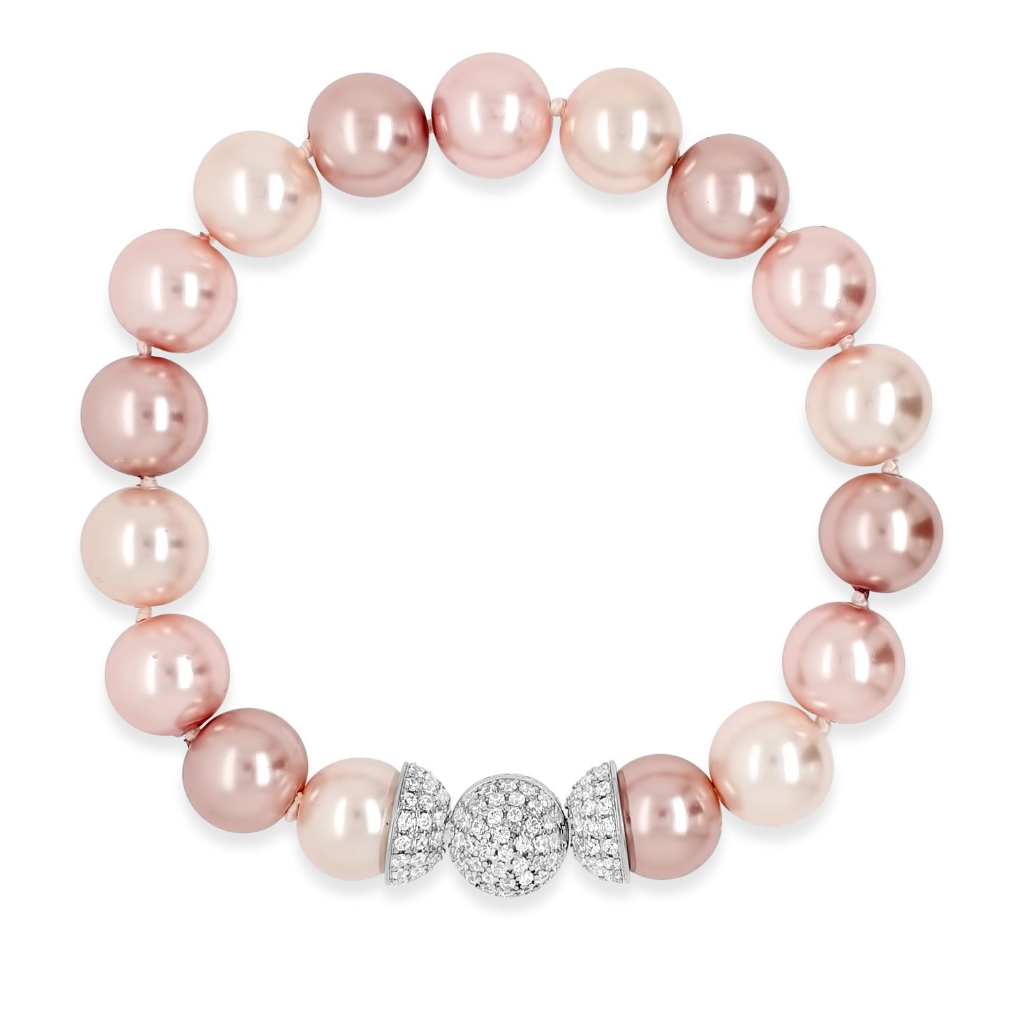 pink pearl pull on ladies bracelet with crystals ireland