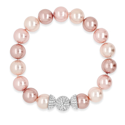 pink pearl pull on ladies bracelet with crystals ireland