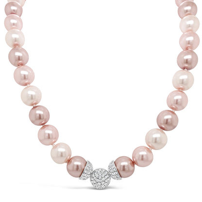 peach pink pearl necklace with crystal center piece for ladies in ireland