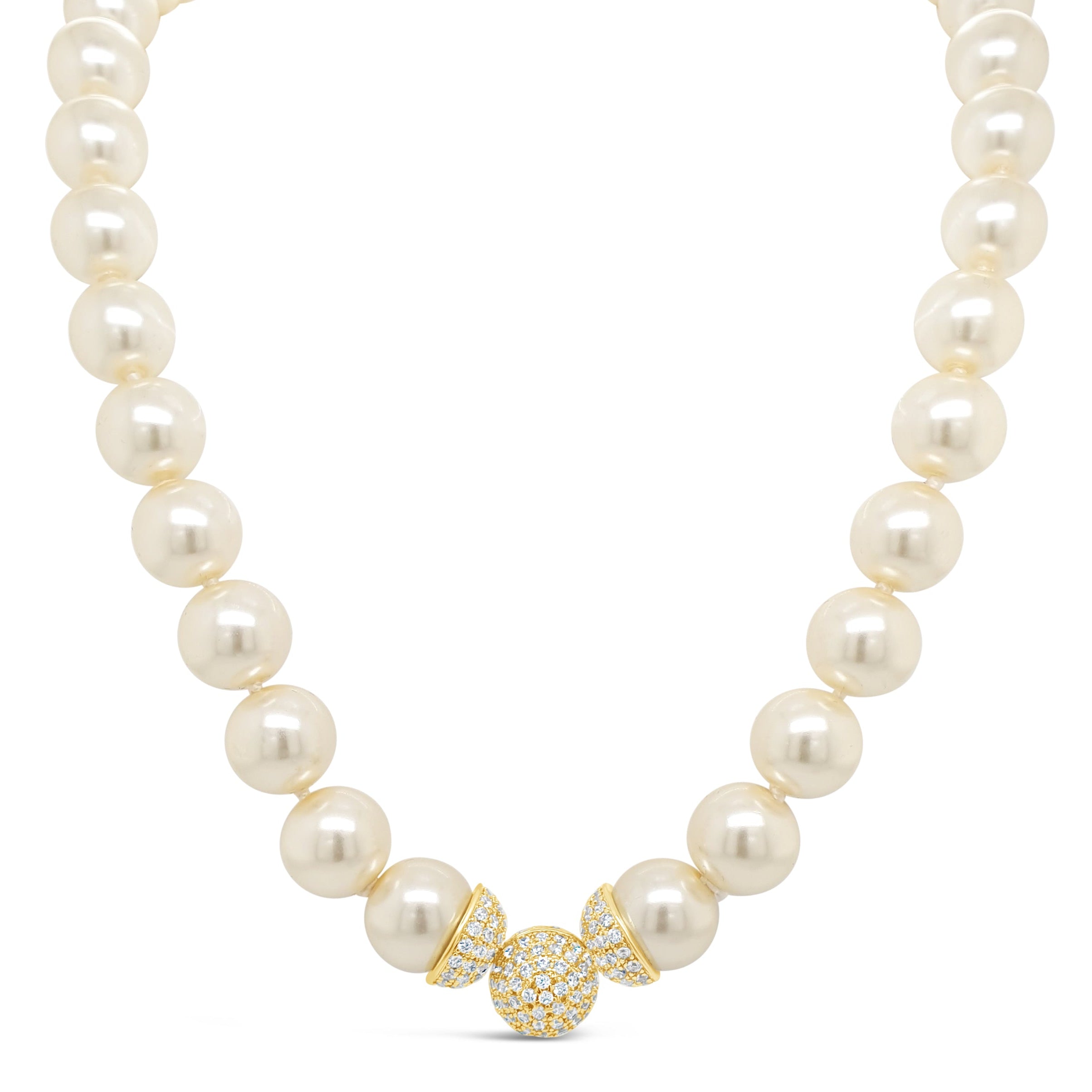 cream pearl necklace with gold sparkling pendant for women ireland
