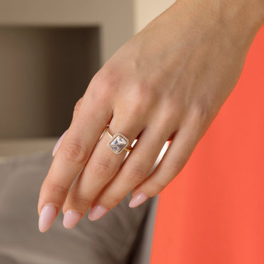 yellow gold halo dress ring - eva victoria ireland