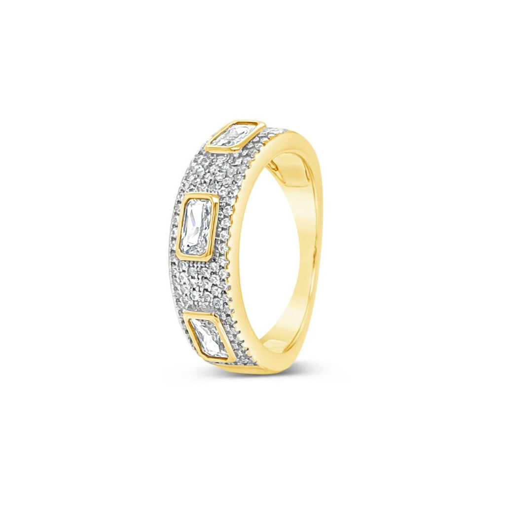 Sparkling Silver & Gold Band dress ring