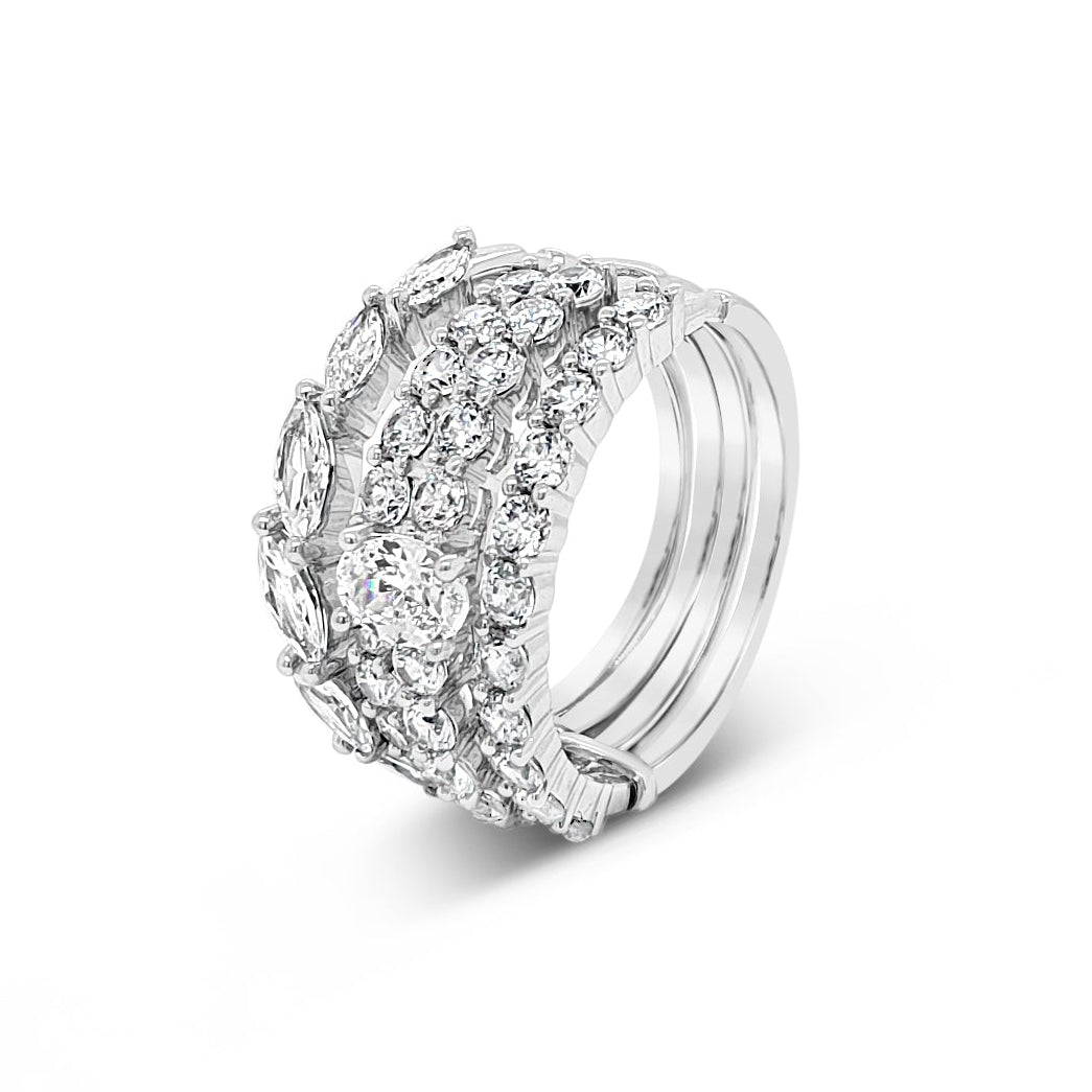 Absolute Jewellery 4 Silver Rings Stack - Eva Victoria in Ireland