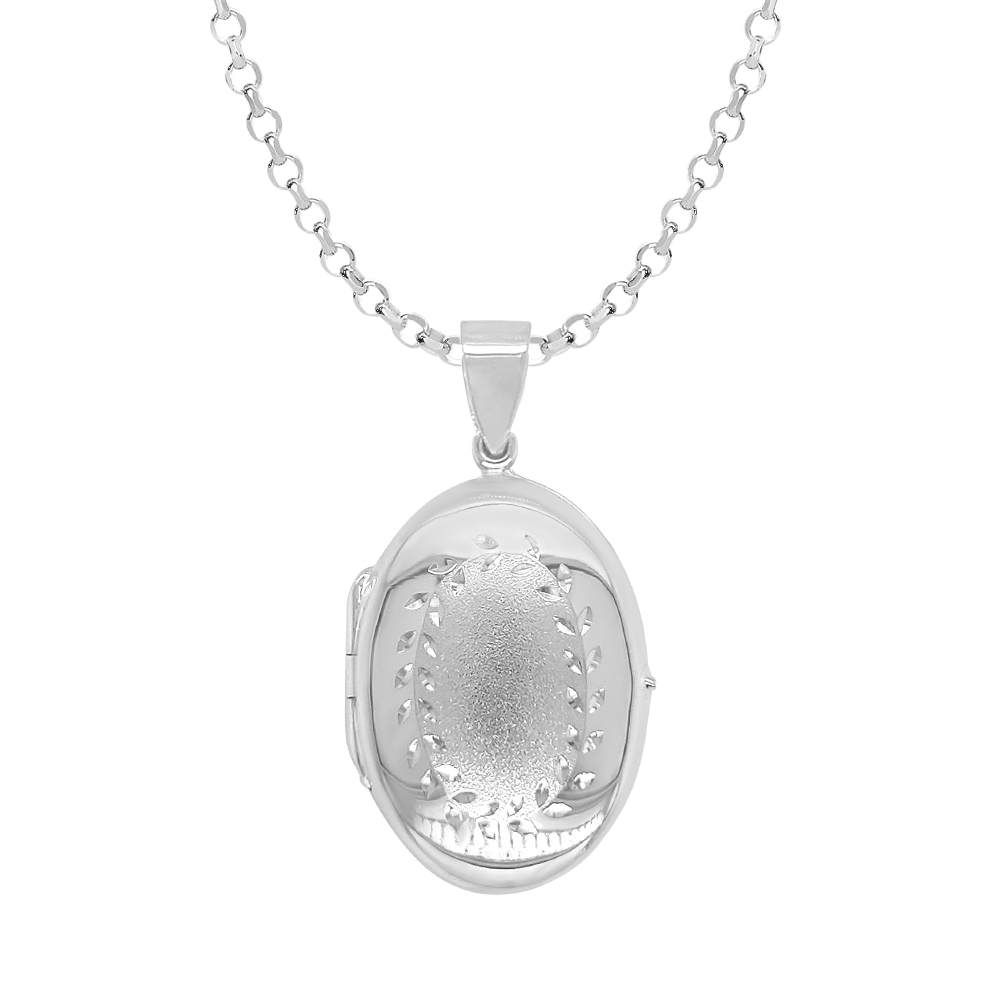 Personalised Sterling Silver Oval Floral Photo Locket