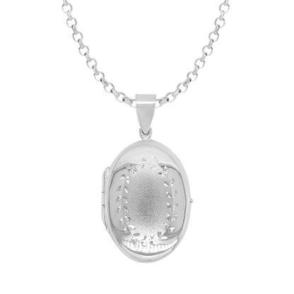Personalised Sterling Silver Oval Floral Photo Locket
