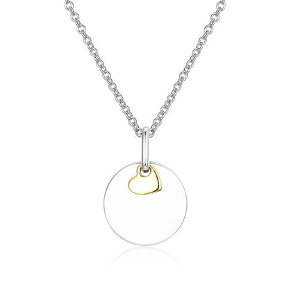 Eva Victoria Engravable Disc Pendant with Gold Heart Charm Ireland