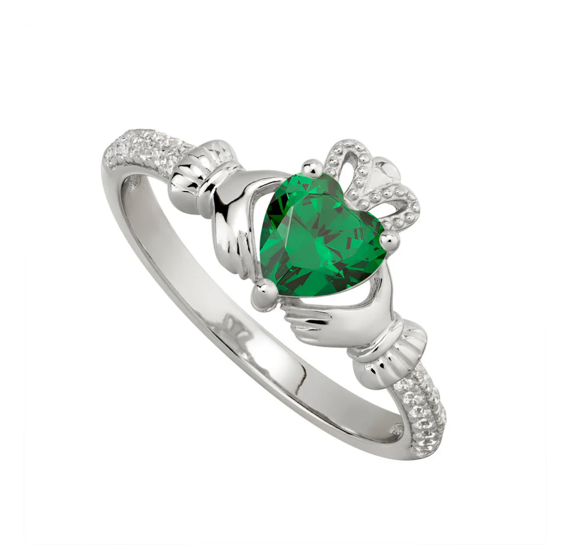 Sterling Silver Emerald Claddagh Ring for women in Ireland