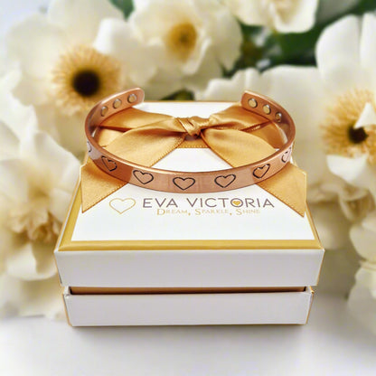 Slánú Neart Hearts Copper Magnetic Bangle Ireland