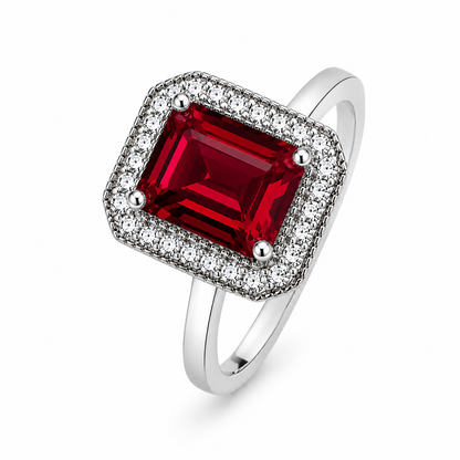 Sterling Silver Antique Ruby Halo Ring in ireland