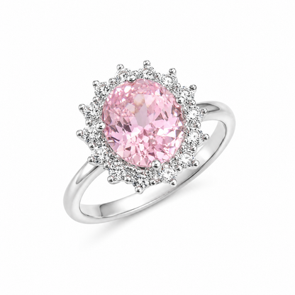 Sterling Silver Blush Pink Halo Ring for women in ireland