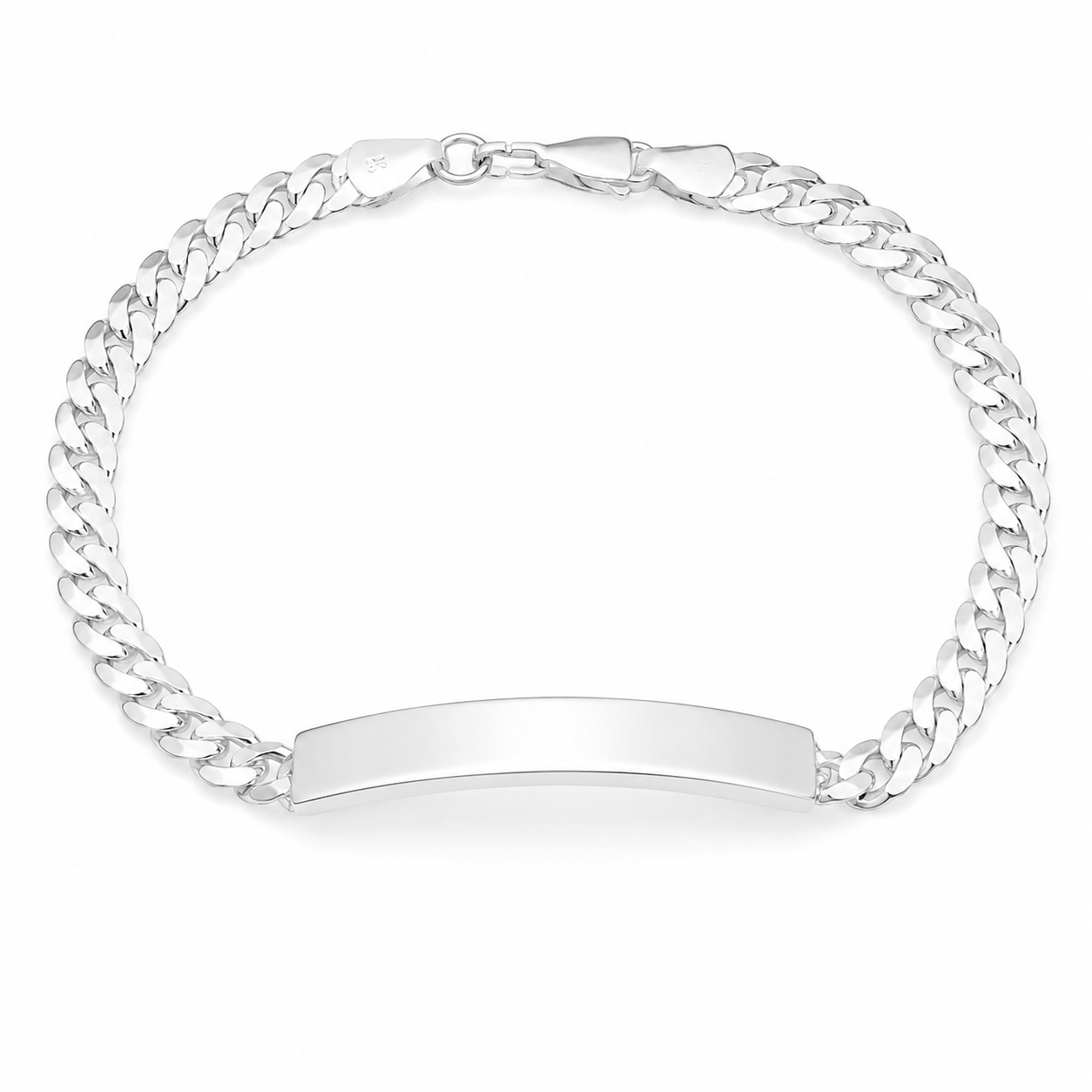 Sterling Silver Cuban Curb Chain ID Bracelet 5mm